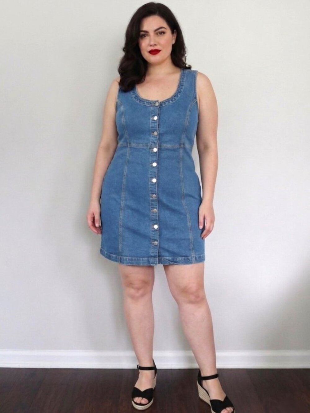 GAP Plus Size Button Front Sleeveless Denim Dress